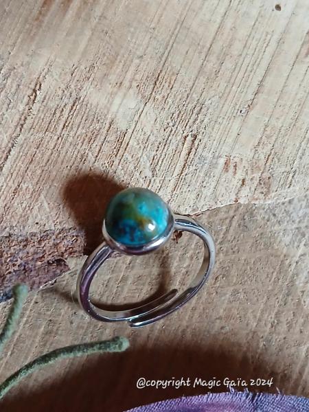 Bague chrysocolle ( argent 925 et réglable )