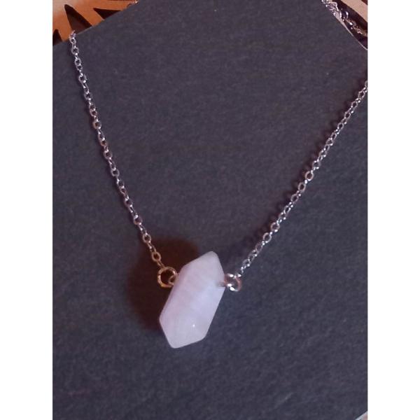 Pendentif pointe quartz rose 