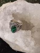 Bague de cocktail ovale en argent sterling et malachite