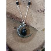 Pendentif lune obsidienne œil céleste 