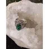 Bague de cocktail ovale en argent sterling et malachite