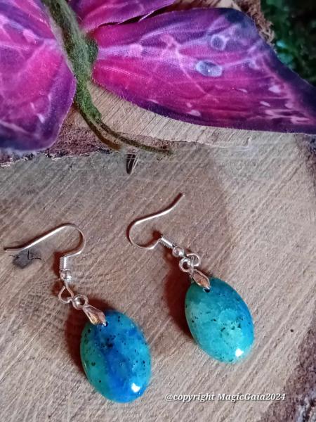 Boucle d'oreilles Azurite Chrysocolle